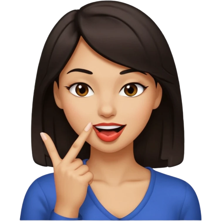 black slighty browin hair light brown skin woman, flirtatious gesture, biting her finger and winking emoji emoji