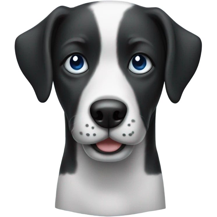 Black and white dog with blue color  emoji