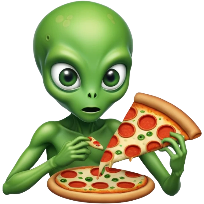 Alien eating pizza emoji