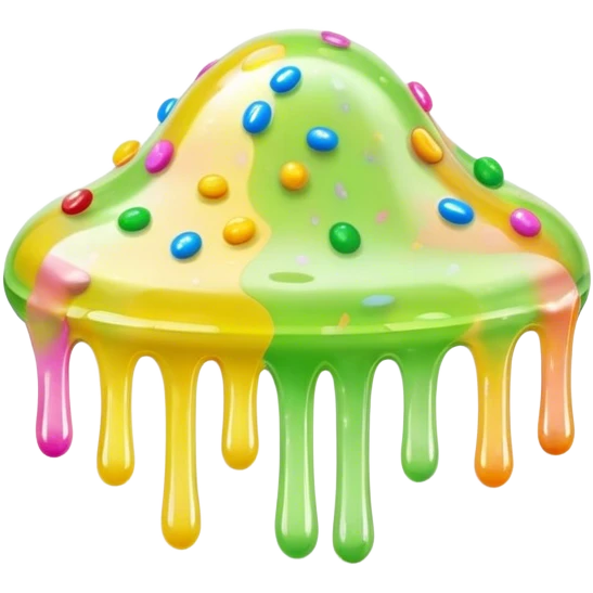 Cinematic Realistic Clear Slime Mixed with Sprinkles, ultra-transparent with suspended colorful candy-like specks, light refracting through each tiny piece, soft gelatinous texture catching highlights, stretching and bending in a mesmerizing way, glowing with a magical, almost surreal quality. emoji