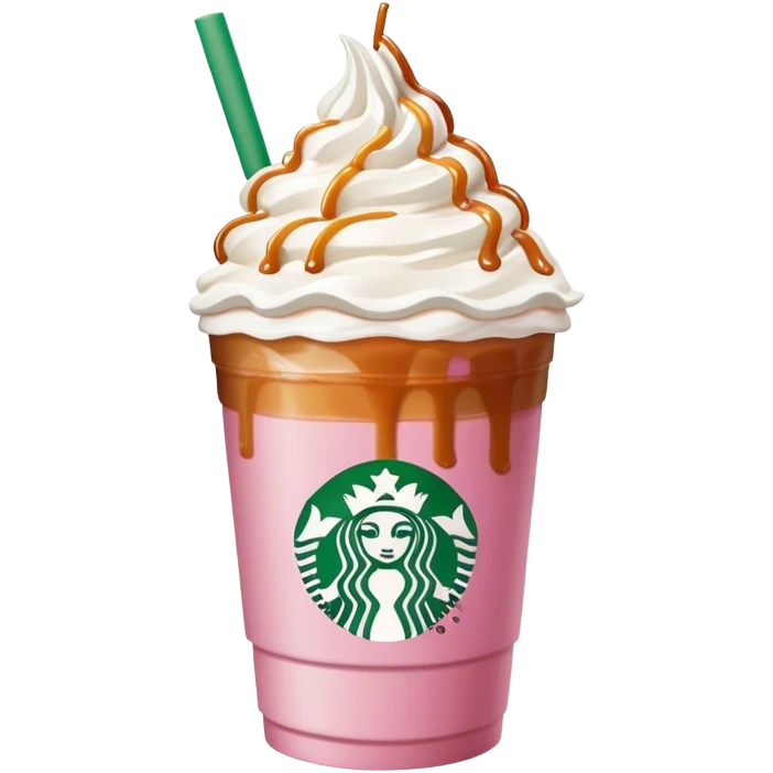 Pink Starbucks drink with Carmel and whipped crème with a bow emoji