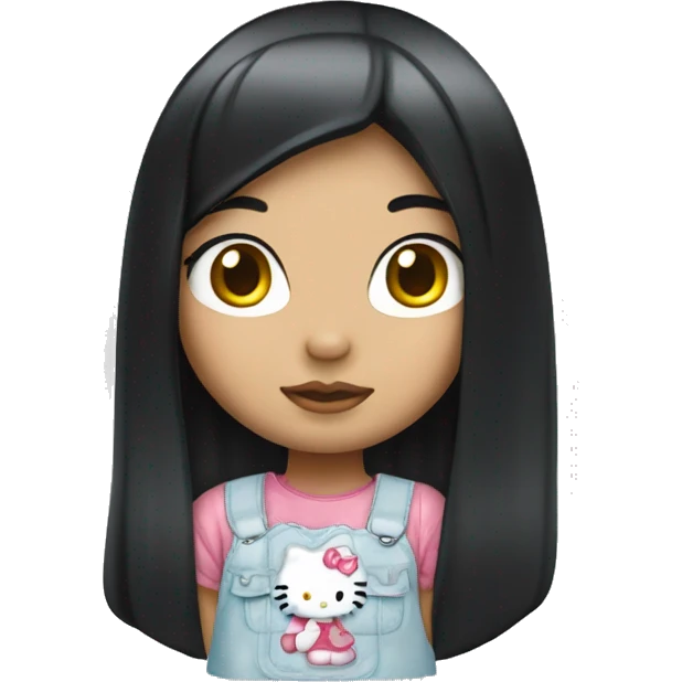 girl with a black straigth hair hello kitty emoji