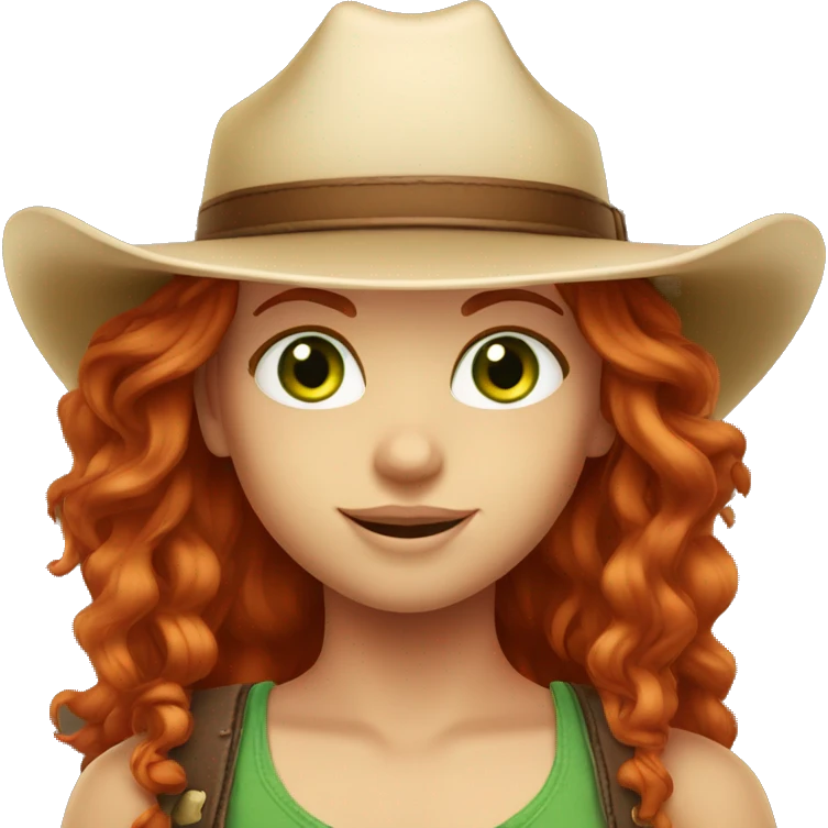 redhead girl with green eyes with cowboy hat on  emoji