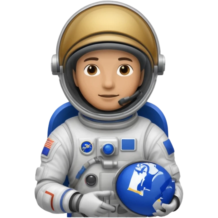 male astronaut holding blue flag in hand emoji