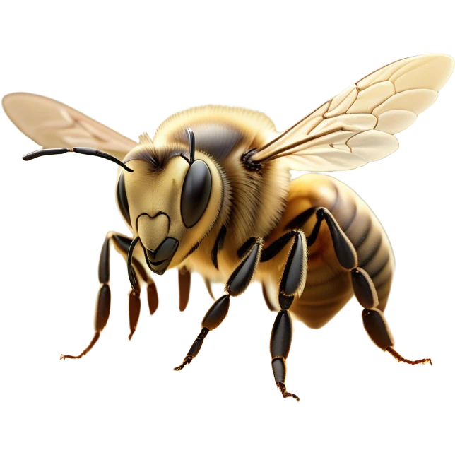 Beautiful and Majestic Bee Portrait Emoji, Head and body rendered in serene repose with a gentle, content smile, showcasing a tiny, fuzzy form with softly closed delicate wings and eyes in tranquil slumber, Simplified yet exquisitely endearing features, highly detailed, glowing with a soft, drowsy golden light, high shine, relaxed and utterly noble, stylized with an air of regal natural beauty, soft glowing outline, capturing the essence of a majestic bee that embodies the timeless charm of nature! emoji