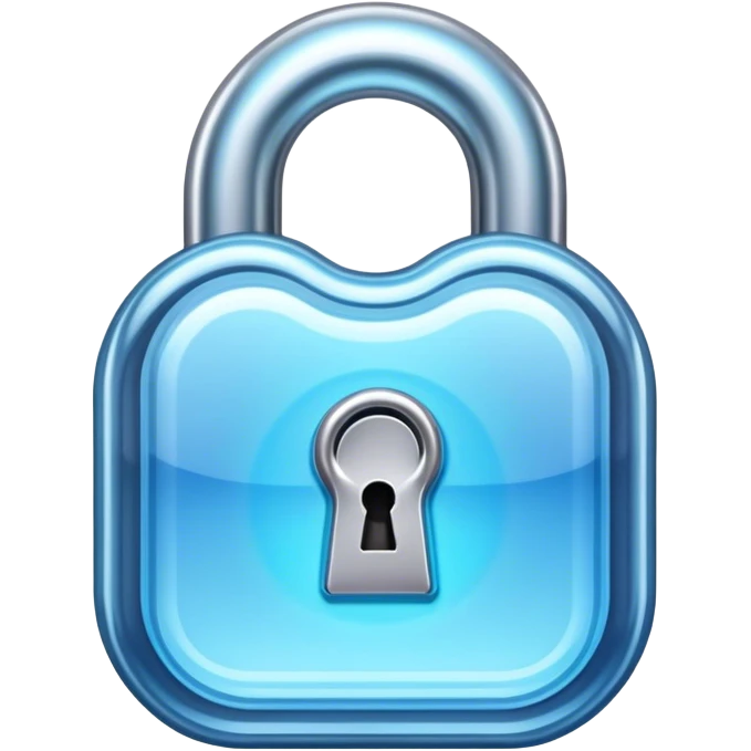 holographic and glassmorphic blue lock emoji