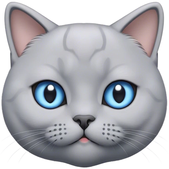 Cinematic Cute Grey British Shorthair Cat Portrait Emoji, Head tilted playfully and inquisitively, sleek soft grey fur with subtle blue undertones, Simplified yet adorable features, highly detailed, glowing with a warm, friendly glow, high shine, curious and affectionate, stylized with a touch of whimsy, bright and alert, soft glowing outline, capturing the essence of a calm yet playful kitten, so endearing it feels like it could leap out of the screen and cuddle! emoji