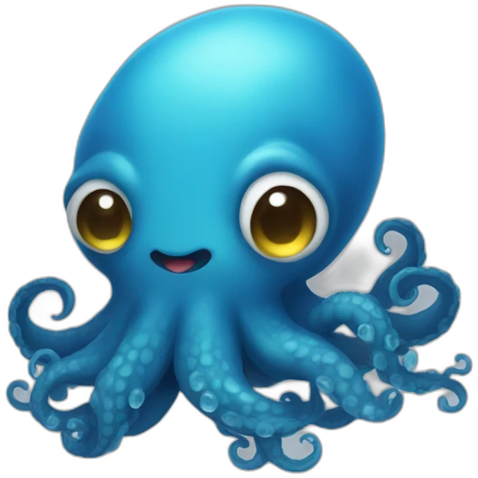 cute blue kraken love emoji