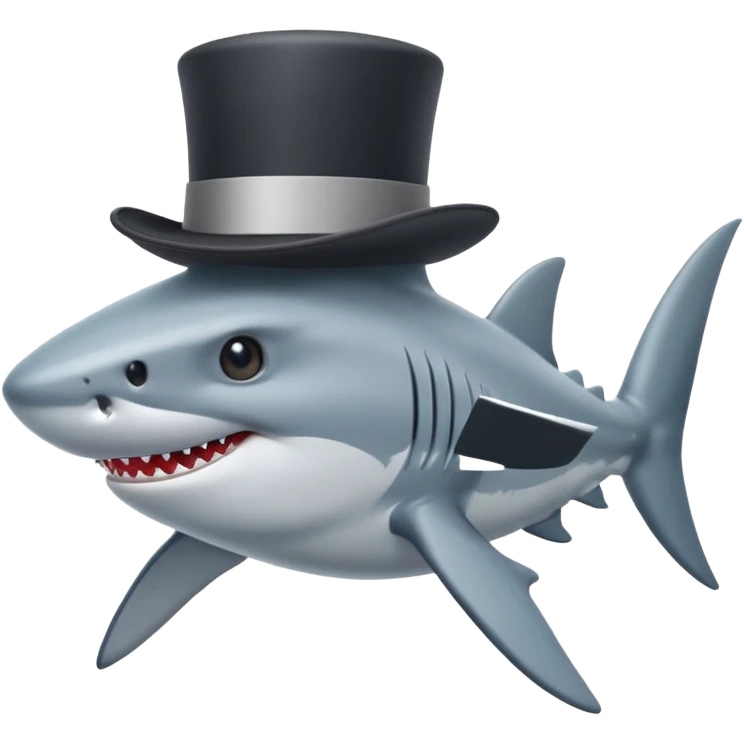 Shark with a top hat emoji