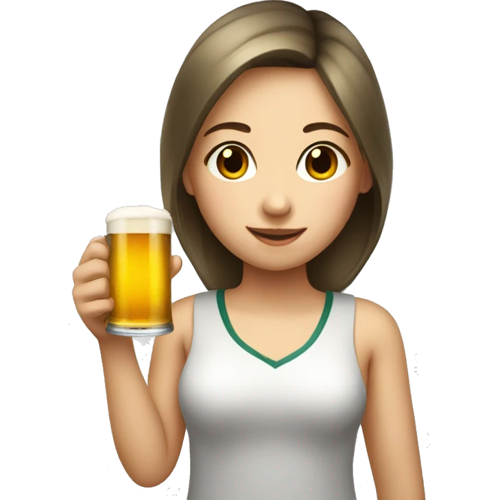 A fair-skinned girl with a beer emoji