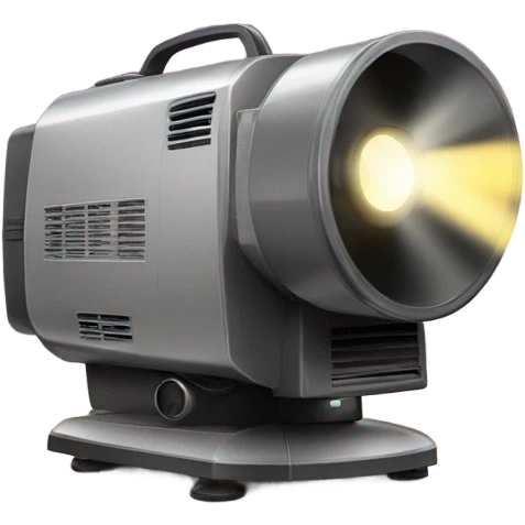 Theatre spotlight projector showing light beam emoji