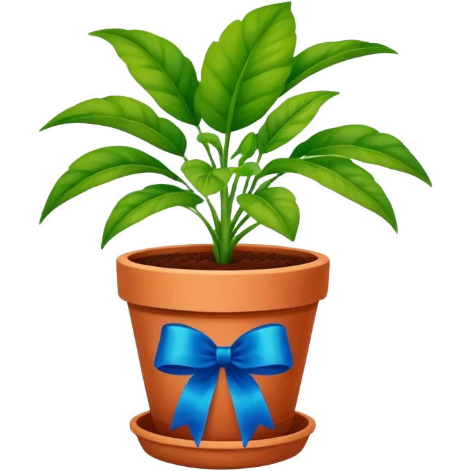 Award-winning plant with blue ribbon in a garden pot emoji