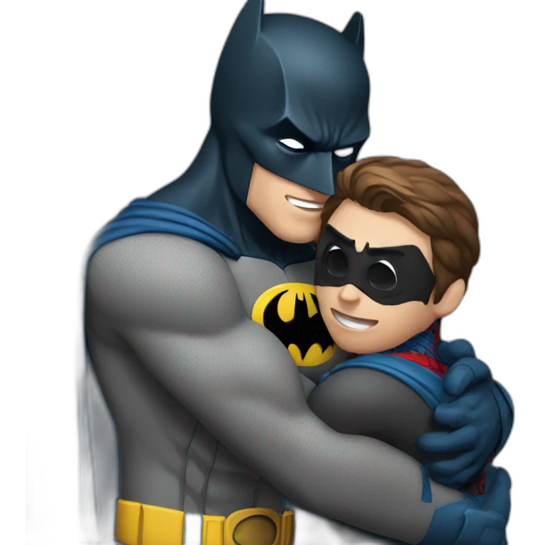 Batman who gives Spiderman a hug emoji