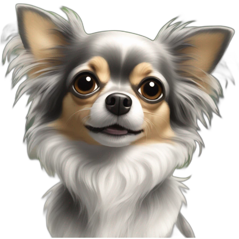 Chienne noire chihuahua yorkshire poils longs bouts des pattes blancs emoji