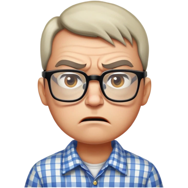 A rigid, tense person looking angry and slightly scared, wearing glasses and a checkered shirt emoji