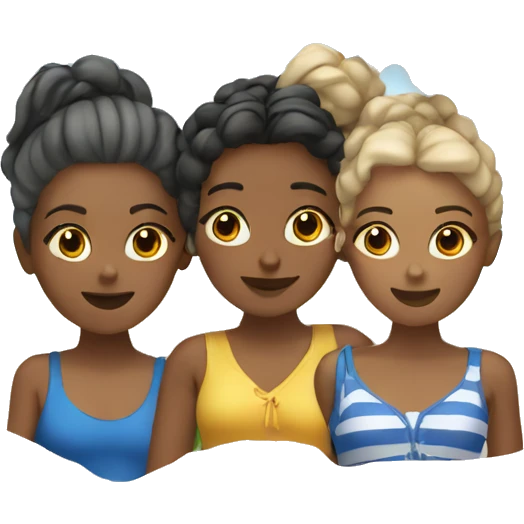 Beach with three girls emoji