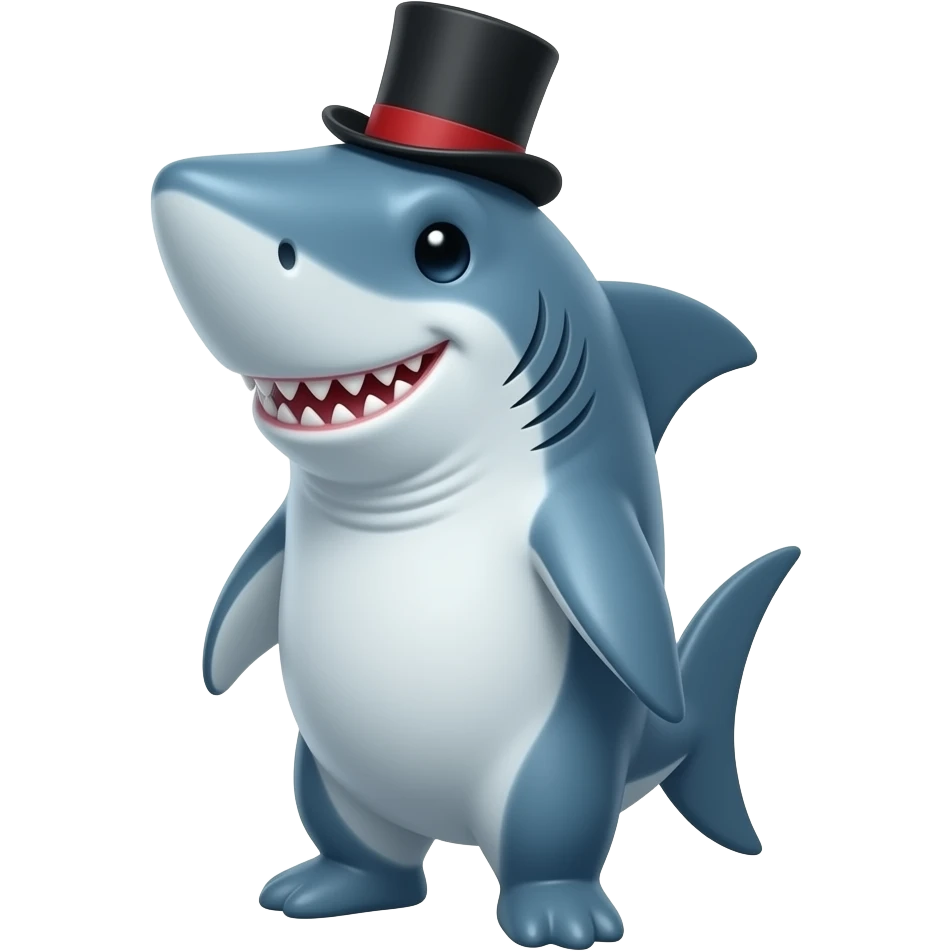 Shark with a top hat emoji