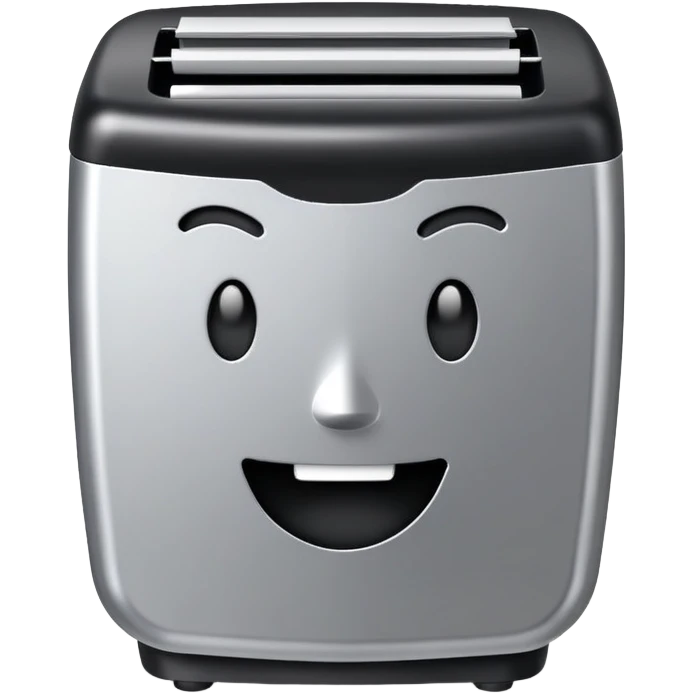 cute cartoon paper shredder with face emoji