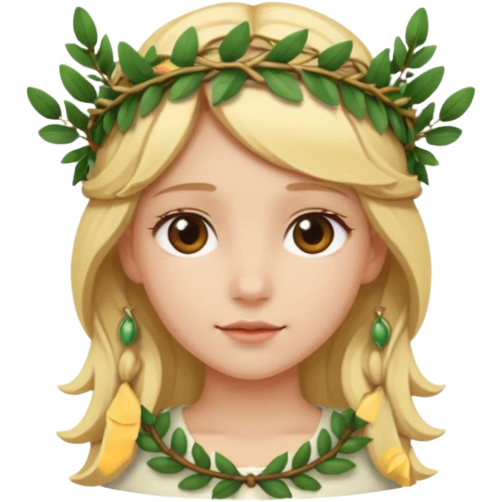 a blonde girl wearing laurel wreaths on head emoji