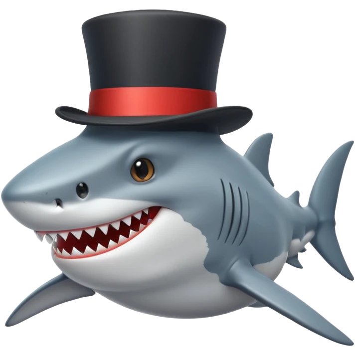 Shark with a top hat emoji