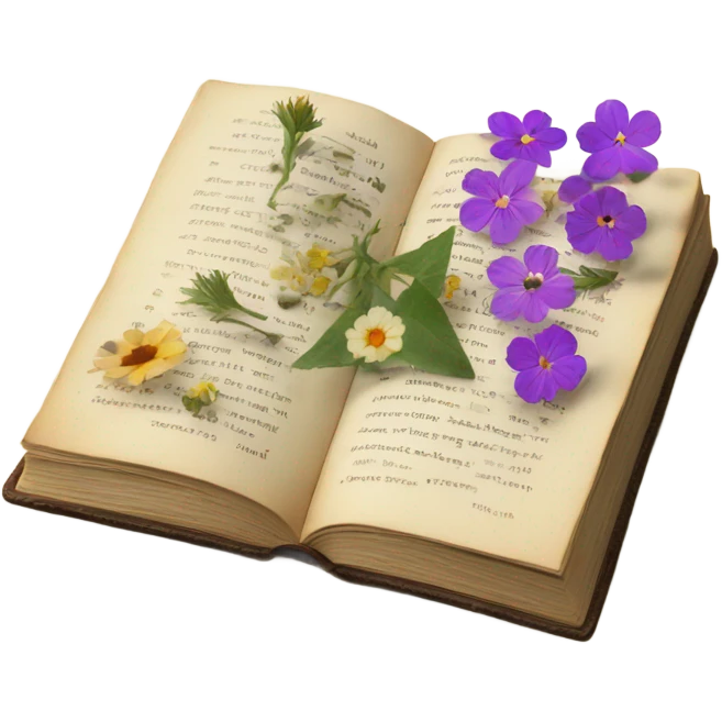 book with some pressed flowers on the pages realistic flowers pressing emoji