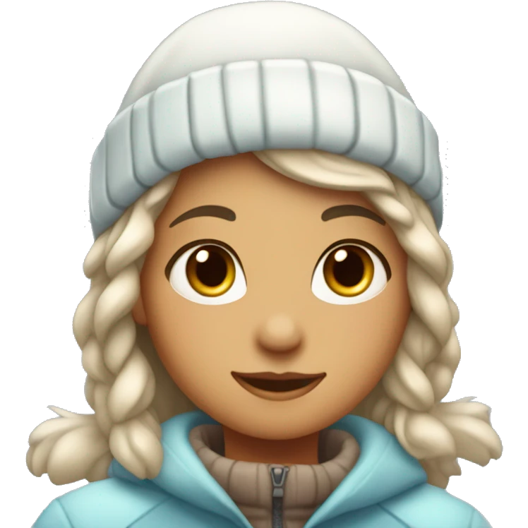 A girl with bangs and winter aesthetic clothes ice skating, the girl is a little bit tanned emoji