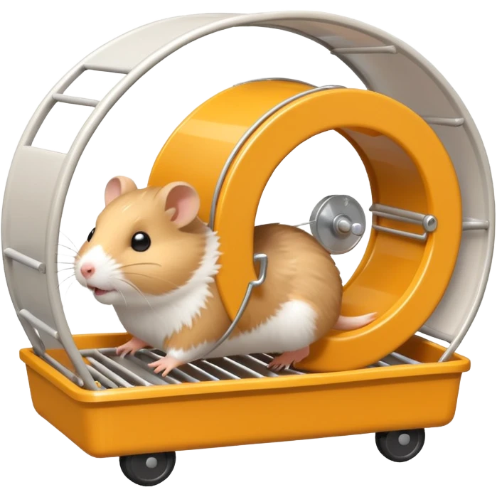 Hamster in plastic cage with hamster wheel emoji