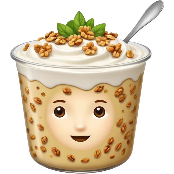a plain greek yougurt with gronola on it emoji