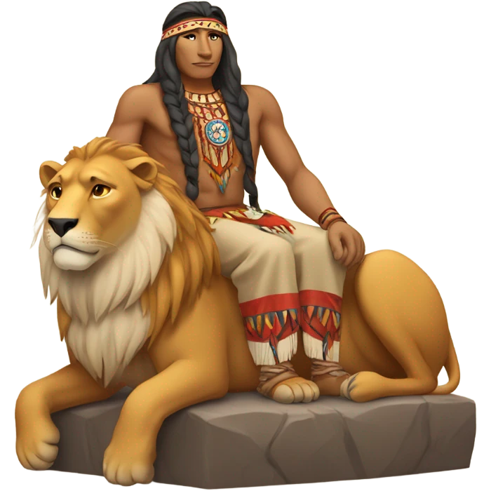 Native American on a lion emoji