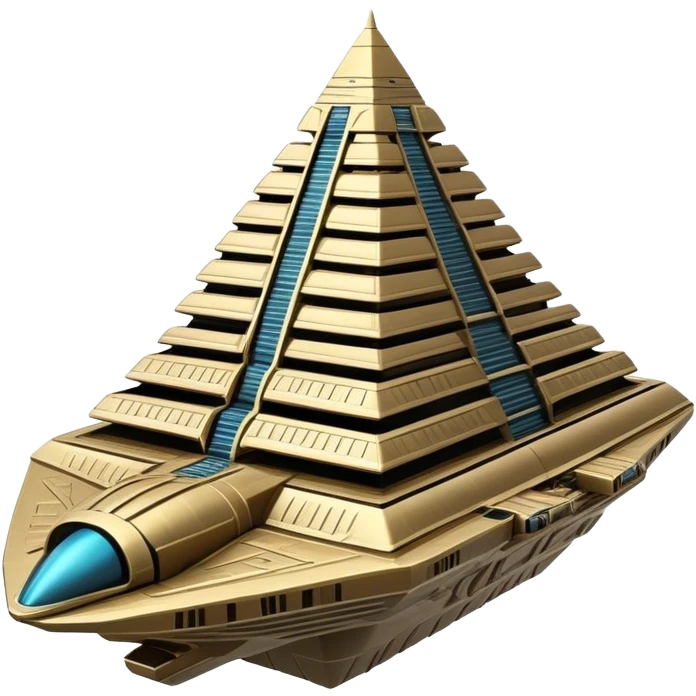 Annunaki spaceship, a massive floating ziggurat-like structure, blending ancient Sumerian aesthetics with high-tech propulsion systems emoji