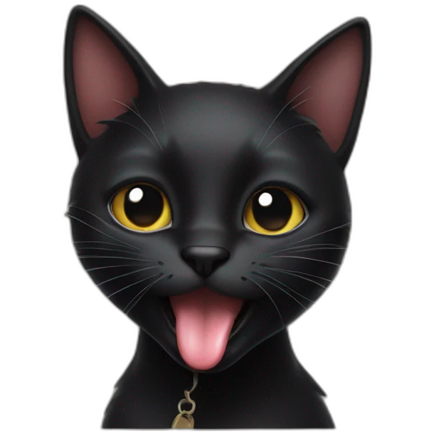 Cheeky Black cat sticking tongue emoji