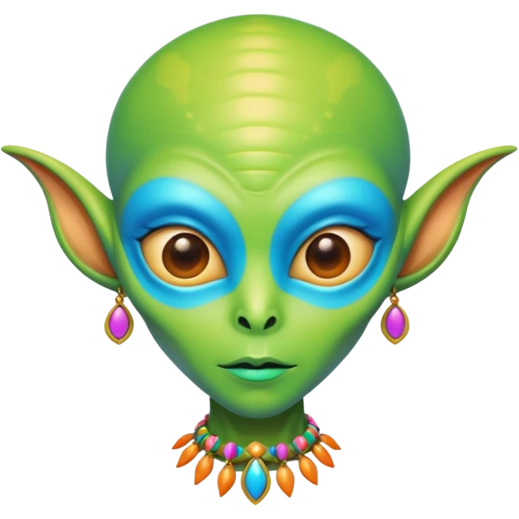 alien living in desert, very colorful, accessories, just face  emoji