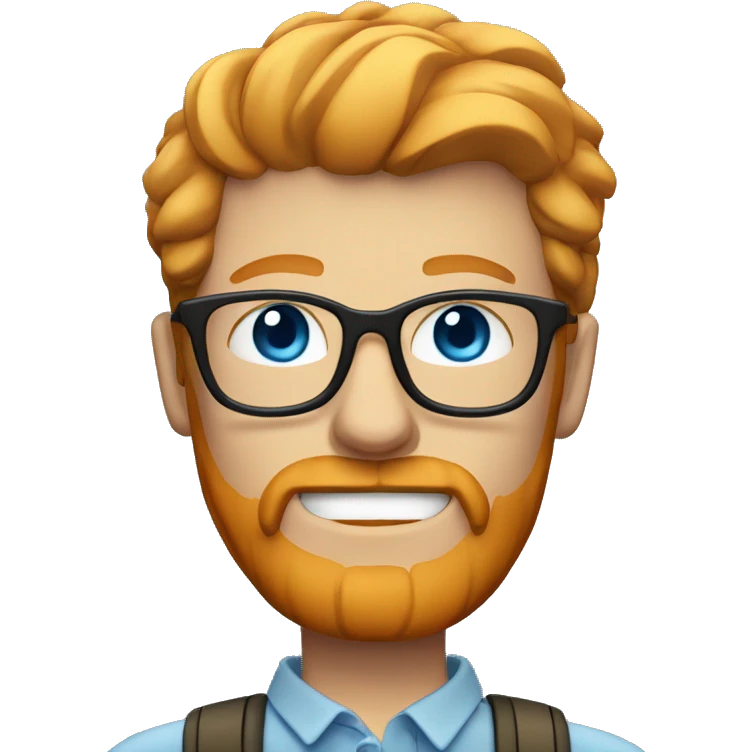 ginger hipster man with goatee and glasses, blue eyes, blonde hair emoji