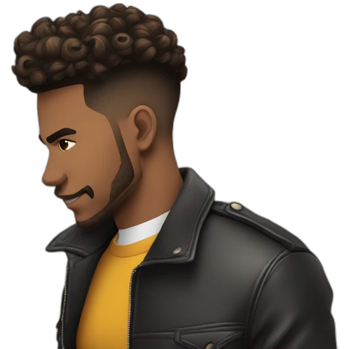 Homem moreno barbicha cabelo castanho escuro corte low fade nariz redondo  emoji