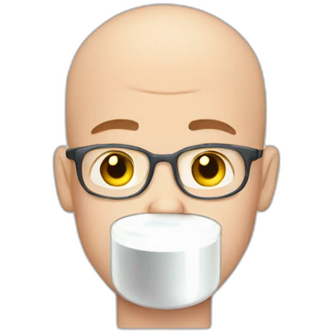 Bald man with glass of milk emoji