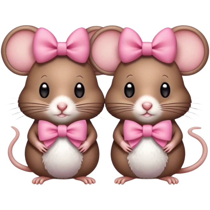 brown mice with a pink bow  emoji