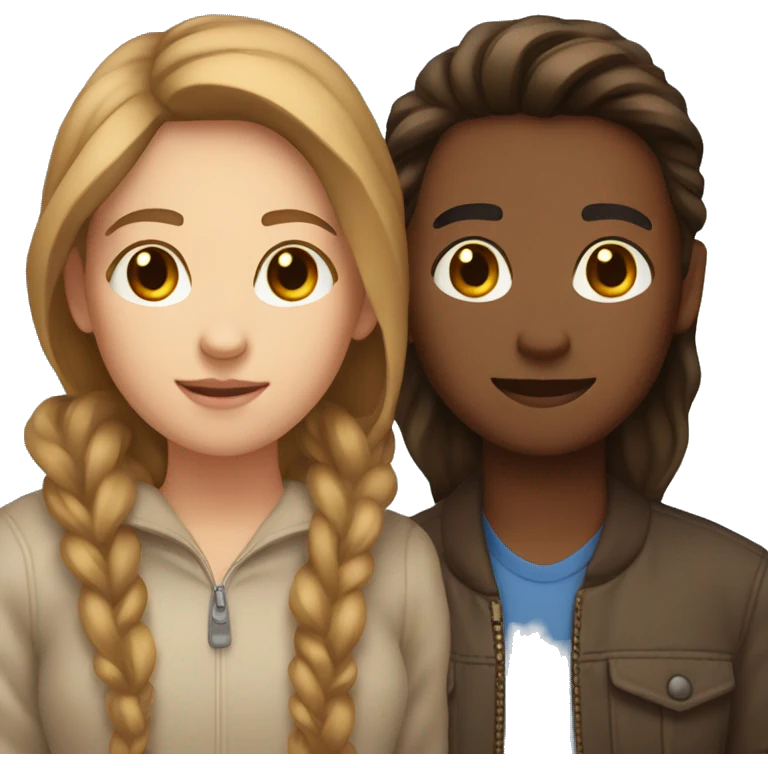 two bestfriends one of them light brown hair and the other one dark brown hair emoji