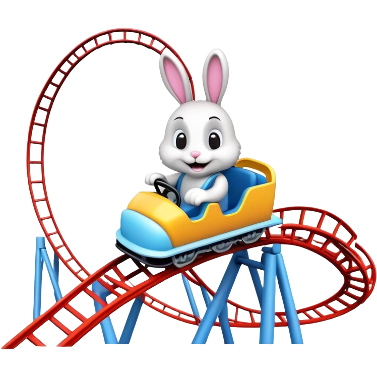 roller coaster with a bunny mascot, representing Walibi amusement park emoji