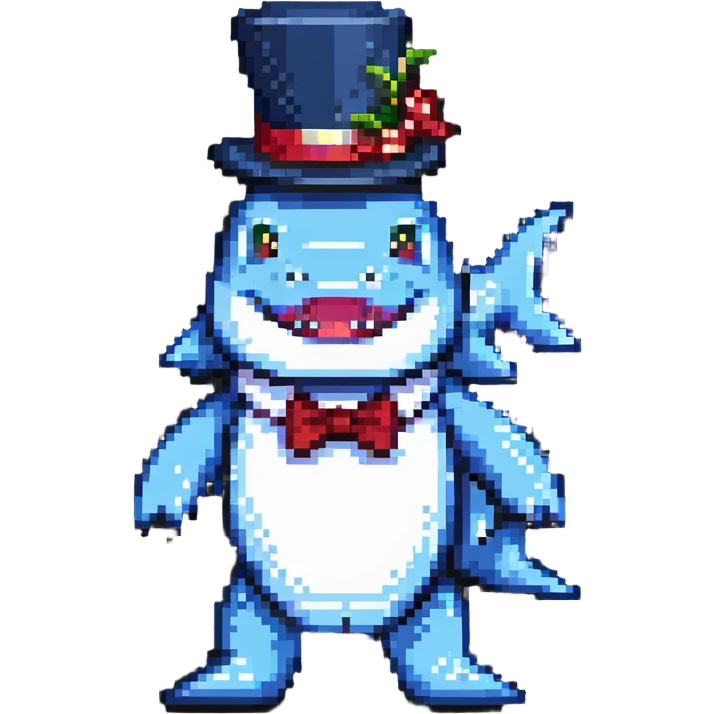 Shark with a top hat emoji