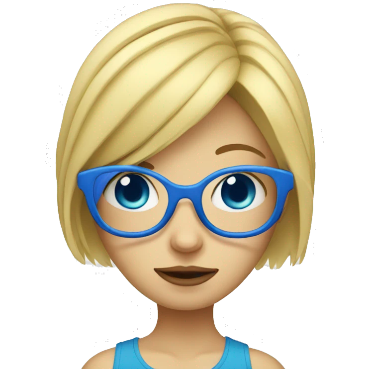 Sad upside down blonde girl with blue glasses emoji