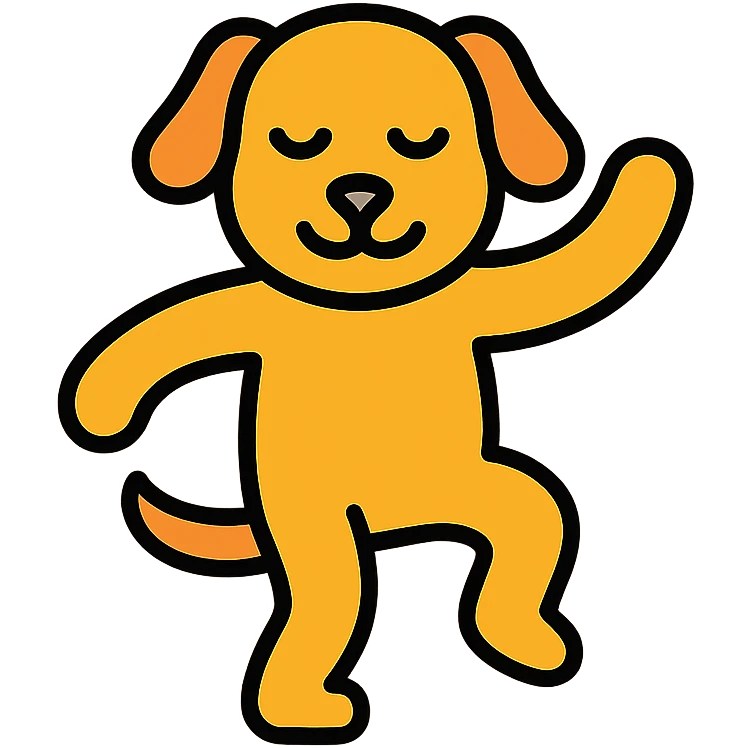 dancing dog colorful outline icon style emoji