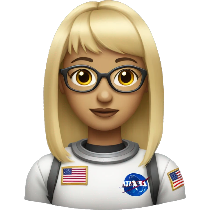 a straight blonde hair girl, with bangs and round eyeglasses who is an astronaut emoji