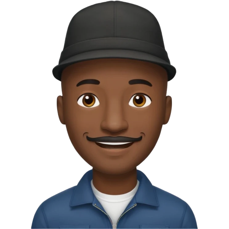 a tall dark hansome black man shaved head thin mustash with compton hat emoji