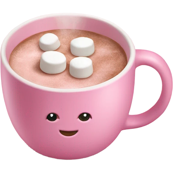 Lights Pink mug of hot chocolate with marshmallows  emoji