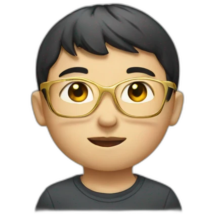 Chinese boy. Middle part and golden glasses emoji