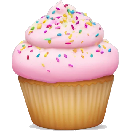 Vanilla cupcake with pink icing and sprinkles  emoji