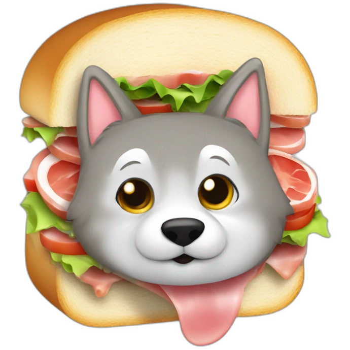 Loup qui mange us sandwich jambon   emoji