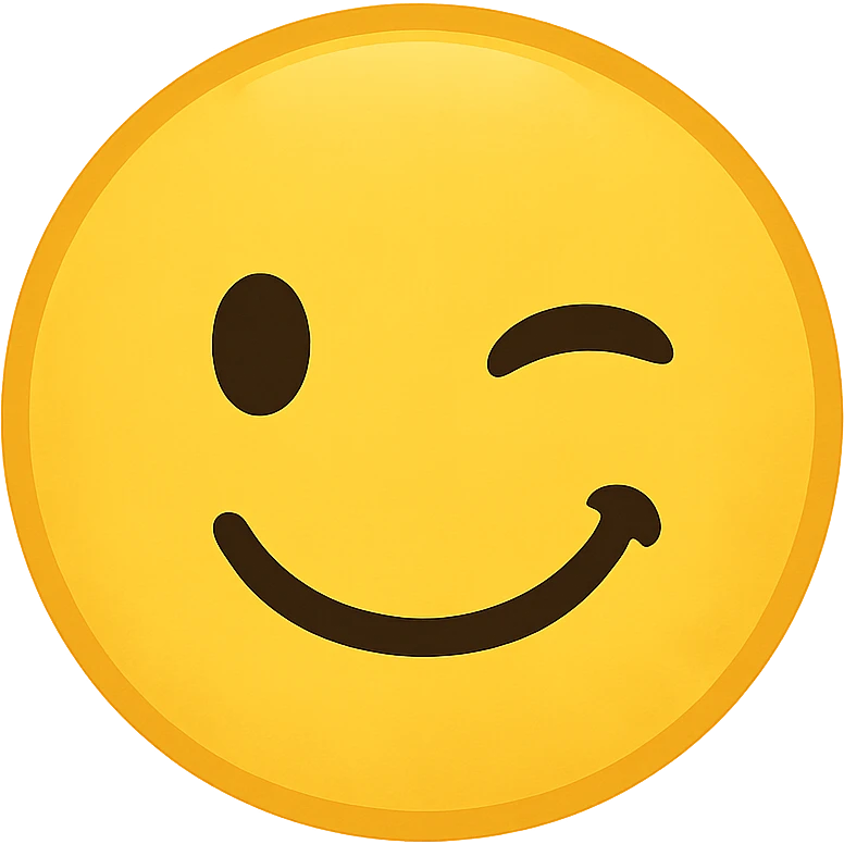 yellow winking face emoji, digital illustration emoji