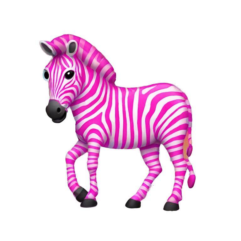 neon pink zebra with rainbow stripes emoji