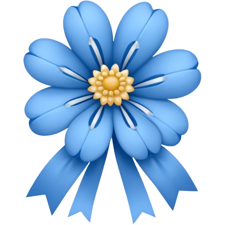 Blue flower with a white bow emoji